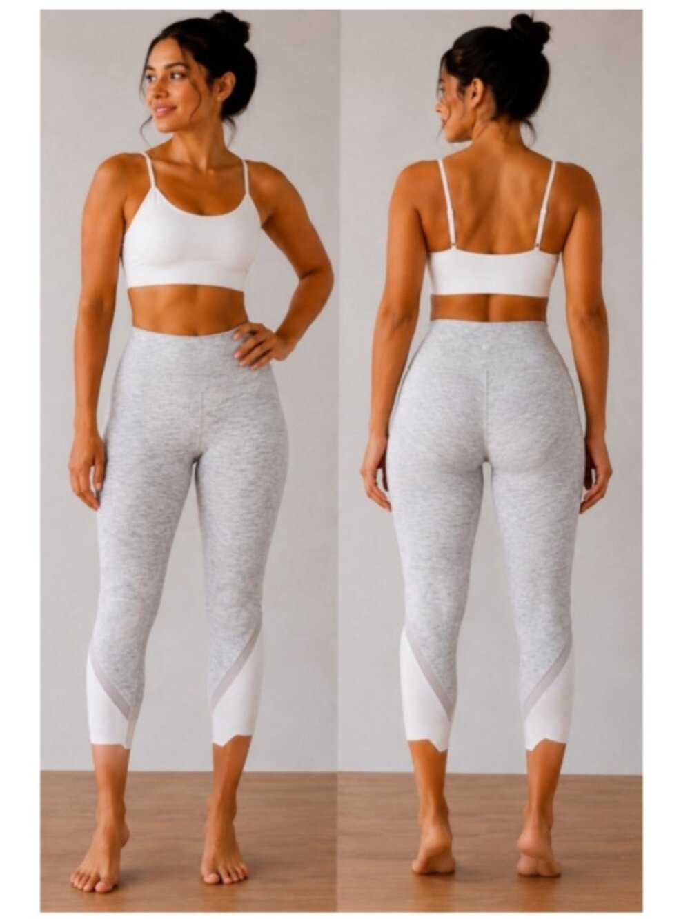 Lululemon Wunder Under Crop 8 Space Nimbus Roll Down Scallop Gray